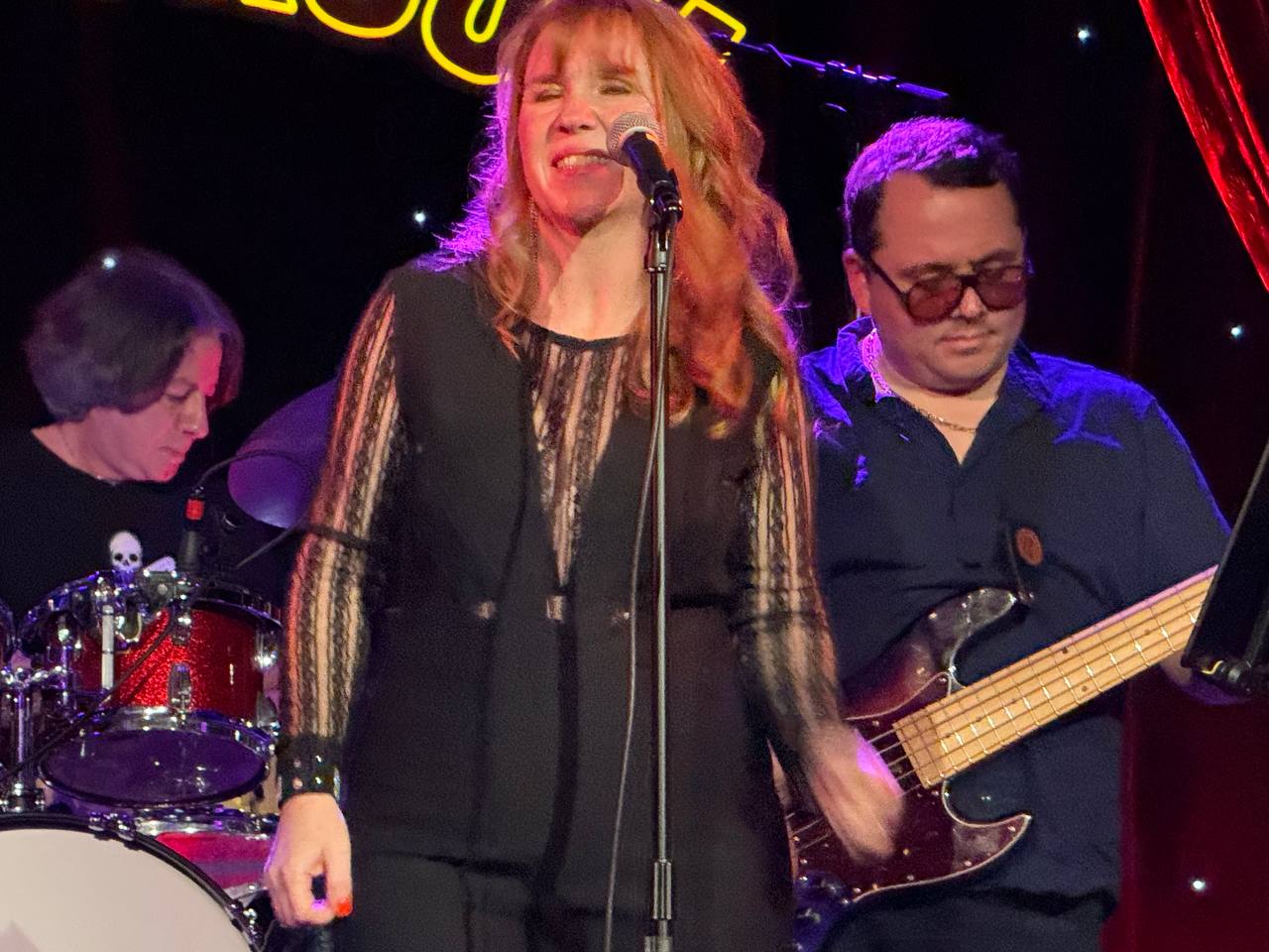 Virginie Marine with band at The Cutting Room